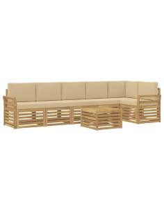 Set di divani da esterno 7 pcs Bianco e Beige 59 x 59 x 37 cm 2