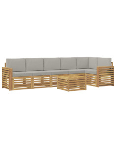 Set di divani da esterno 7 pcs Bianco e Grigio Chiaro 2