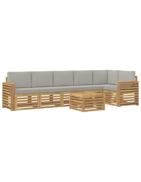 Set di divani da esterno 7 pcs Bianco e Grigio Chiaro