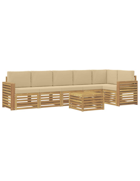 Set di divani da esterno 7 pcs Bianco e Beige 59 x 59 x 37 cm