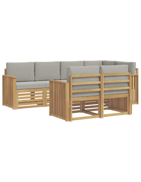 Set di divani da esterno 7 pcs Bianco e Grigio Chiaro