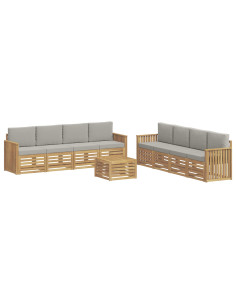 Set divani 9 pcs Bianco e Grigio Chiaro 59 x 59 x 37 cm 2