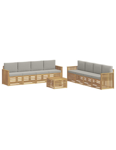 Set divani 9 pcs Bianco e Grigio Chiaro 59 x 59 x 37 cm