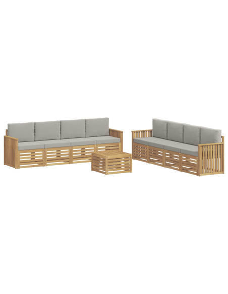Set divani 9 pcs Bianco e Grigio Chiaro 59 x 59 x 37 cm