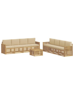 Set divani 9 pcs Bianco e Beige 59 x 59 x 37 cm Poliestere 2