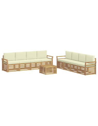 Set divani 9 pcs Bianco e Crema 59 x 59 x 37 cm Poliestere