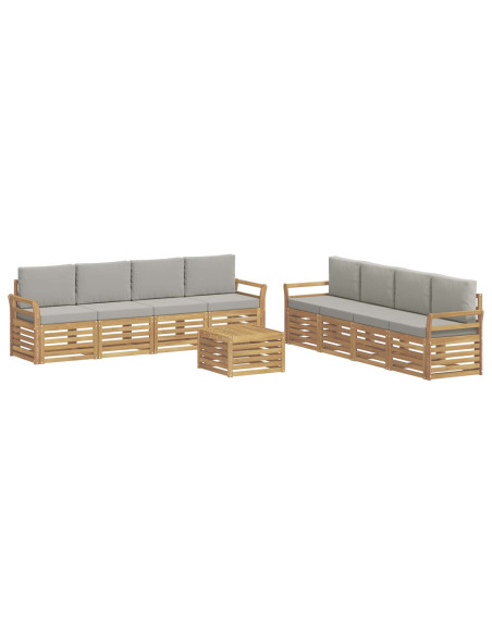 Set divani 9 pcs Bianco e Grigio Chiaro 59 x 59 x 37 cm