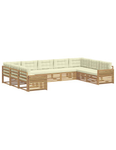 Set di divani da esterno 9 pcs Bianco e Crema 2