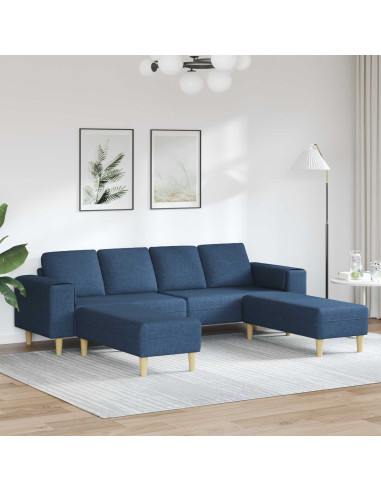 Divano per Soggiorno 3 pcs Blu Poliestere