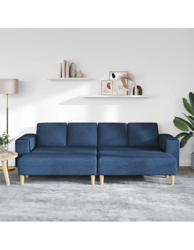 Divano per Soggiorno 3 pcs Blu Poliestere