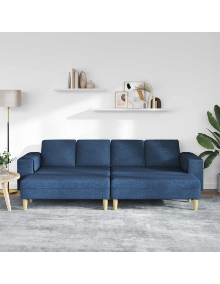 Divano per Soggiorno 3 pcs Blu Poliestere