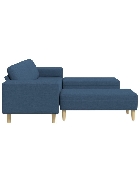 Divano per Soggiorno 3 pcs Blu Poliestere