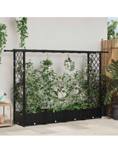 Letto Rialzato con Griglia e Tetto Nero 203 x 40 x 123 cm PP