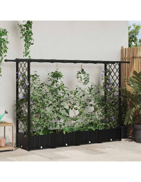 Letto Rialzato con Griglia e Tetto Nero 203 x 40 x 123 cm PP