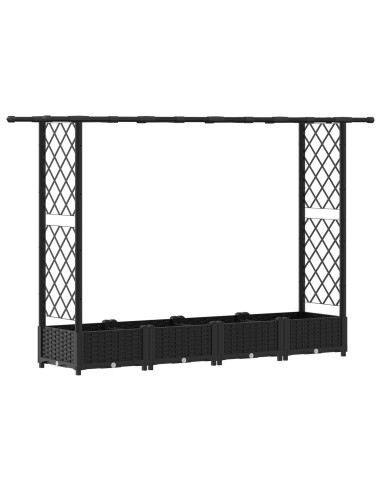 Letto Rialzato con Griglia e Tetto Nero 203 x 40 x 123 cm PP