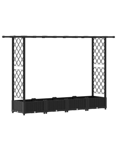 Letto Rialzato con Griglia e Tetto Nero 203 x 40 x 123 cm PP