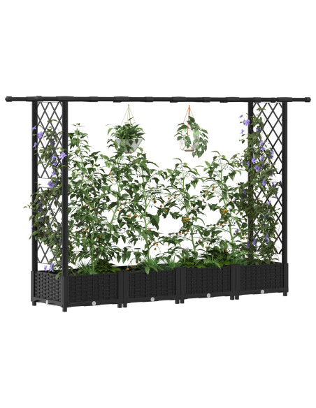 Letto Rialzato con Griglia e Tetto Nero 203 x 40 x 123 cm PP