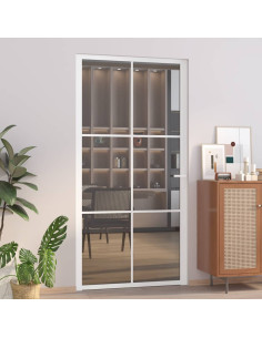 Porta Interna 102,5x201,5 cm Bianca in Vetro ESG e Alluminio