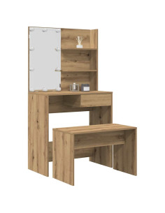 Set Toeletta con LED Rovere Artigianale in Legno Multistrato