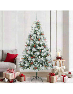 Albero di Natale artificiale Verde e bianco 210 cm