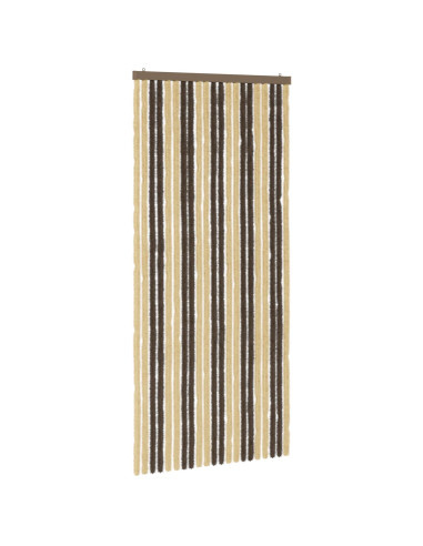 Tenda per insetti in chenille Marrone Scuro e Beige 90 x 200 cm