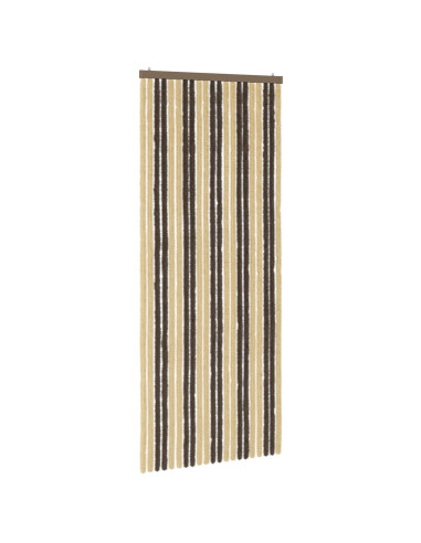 Tenda per insetti in chenille Marrone Scuro e Beige 90 x 220 cm