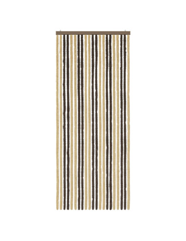 Tenda per insetti in chenille Marrone Scuro e Beige 90 x 220 cm