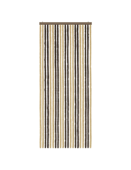 Tenda per insetti in chenille Marrone Scuro e Beige 90 x 220 cm