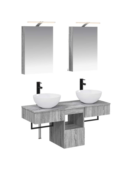Set di Armadi da Bagno 5 pcs Sonoma grigio 40 x 10,5 x 60,5 cm