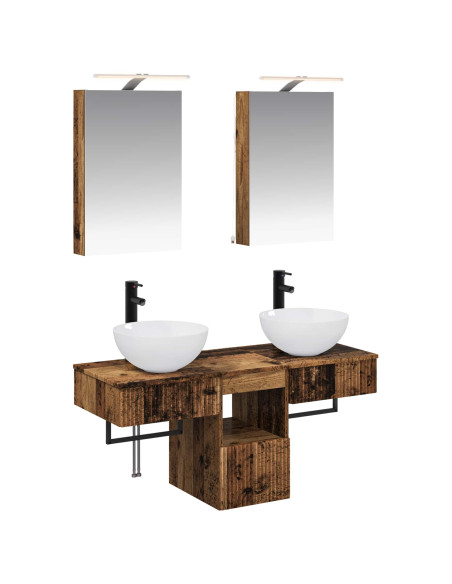 Set di Armadi da Bagno 5 pcs Legno antico 40 x 10,5 x 60,5 cm