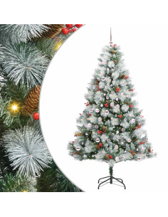Albero di Natale artificiale Verde e bianco 210 cm 2