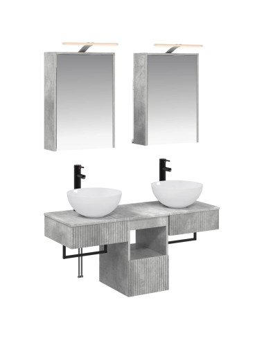 Set di Armadi da Bagno 5 pcs Grigio Cemento 43 x 16 x 62,5 cm
