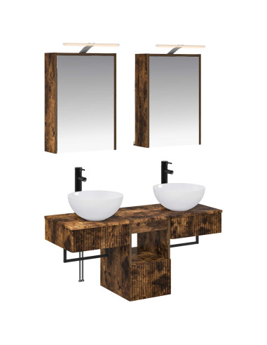 Set di Armadi da Bagno 5 pcs Rovere Fumo 43 x 16 x 62,5 cm