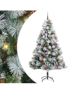 Albero di Natale artificiale Verde e bianco 210 cm 2