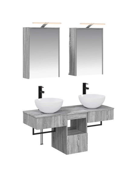 Set di Armadi da Bagno 5 pcs Sonoma grigio 43 x 16 x 62,5 cm