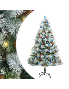 Albero di Natale artificiale Verde e bianco 210 cm 2