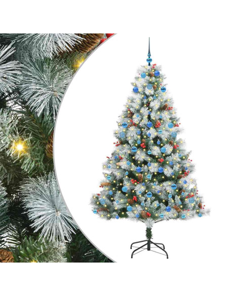 Albero di Natale artificiale Verde e bianco 210 cm