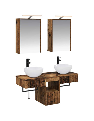 Set di Armadi da Bagno 5 pcs Legno antico 43 x 16 x 62,5 cm