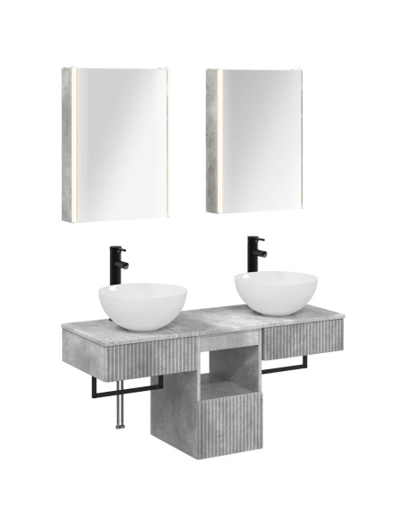 Set di Armadi da Bagno 5 pcs Grigio Cemento 43 x 11,5 x 60,5 cm