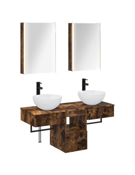 Set di Armadi da Bagno 5 pcs Rovere Fumo 43 x 11,5 x 60,5 cm