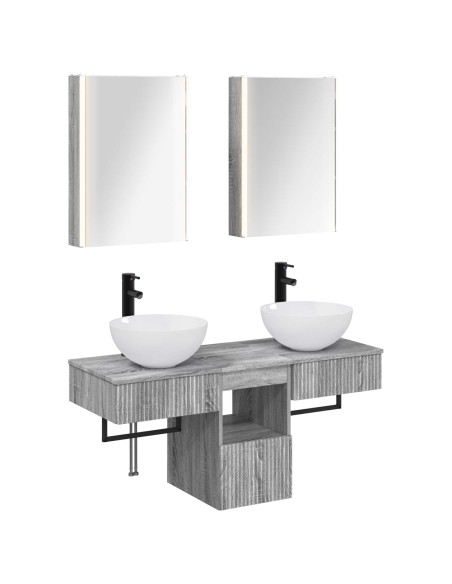 Set di Armadi da Bagno 5 pcs Sonoma grigio 43 x 11,5 x 60,5 cm
