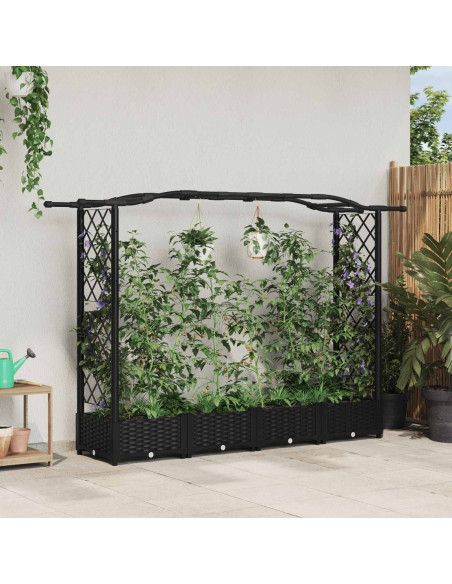 Letto Rialzato con Griglia e Tetto Nero 207 x 40 x 126 cm PP