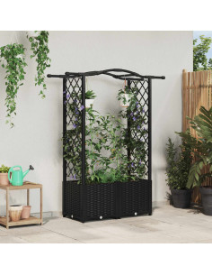 Letto Rialzato con Griglia e Tetto Nero 125 x 40 x 138 cm PP