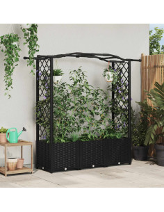 Letto Rialzato con Griglia e Tetto Nero 164 x 40 x 142 cm PP