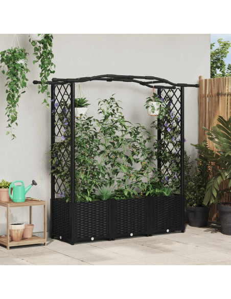 Letto Rialzato con Griglia e Tetto Nero 164 x 40 x 142 cm PP