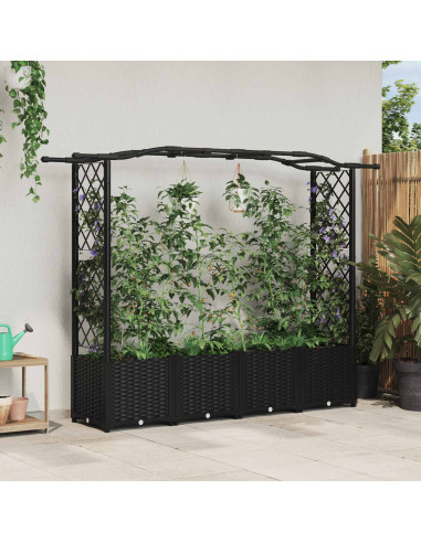 Letto Rialzato con Griglia e Tetto Nero 204 x 40 x 141 cm PP