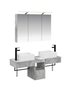 Set di Armadi da Bagno 4 pcs Grigio Cemento 100 x 14,5 x 70 cm
