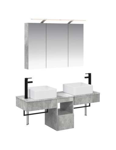 Set di Armadi da Bagno 4 pcs Grigio Cemento 100 x 14,5 x 70 cm