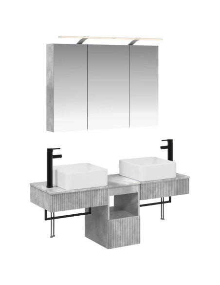 Set di Armadi da Bagno 4 pcs Grigio Cemento 100 x 14,5 x 70 cm