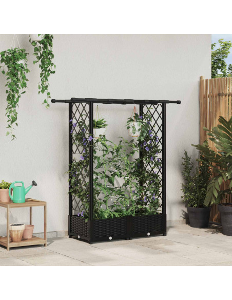 Letto Rialzato con Griglia e Tetto Nero 122,5 x 40 x 123 cm PP